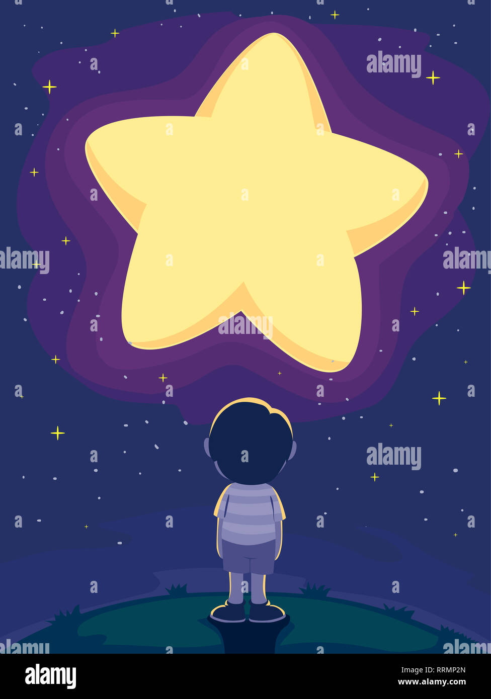 Child Looking Up At Stars