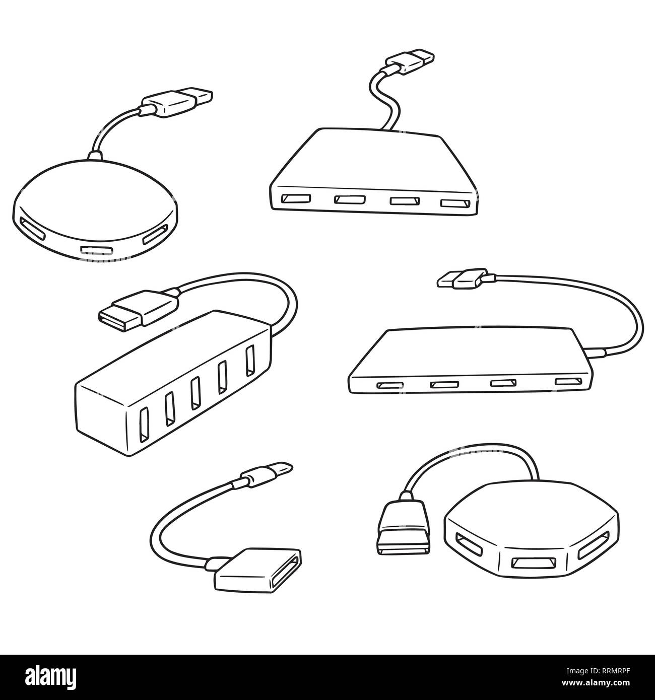 vector set of usb hub Stock Vector