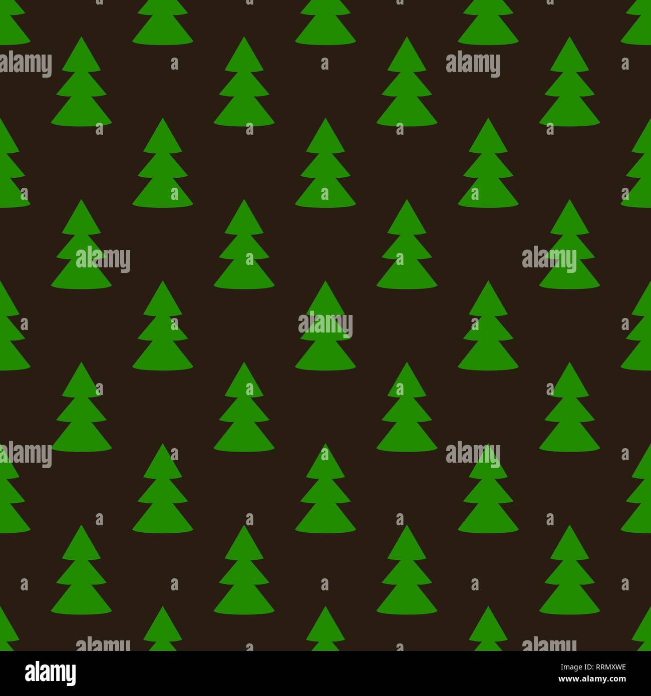 Christmas fir tree green dark art seamless pattern Stock Vector