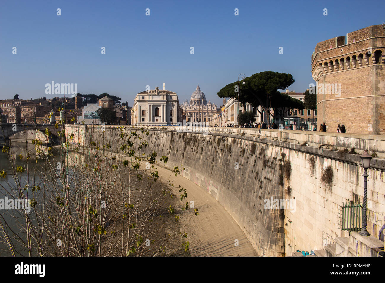 Castel Sant'Angelo in Rome sepulcher for the emperor Hadrian and his family Stock Photo