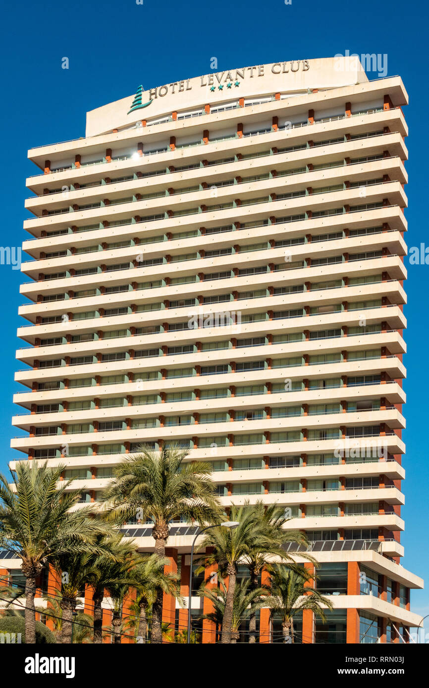 Hotel Levante Club, popular hotel for British tourists, Avenida Doctor Severo Ochoa, Benidorm, Spain, Europe Stock Photo
