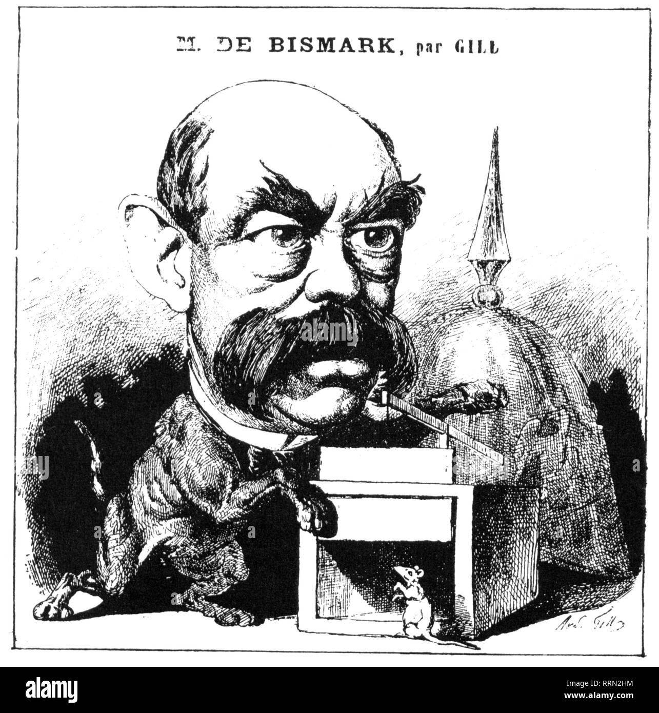 Bismarck, Otto von, 1.4.1815 - 30.7.1898, German politician, caricature, drawing by Andre Gill, 'La Lune', Paris, 7.4.1867, Additional-Rights-Clearance-Info-Not-Available Stock Photo