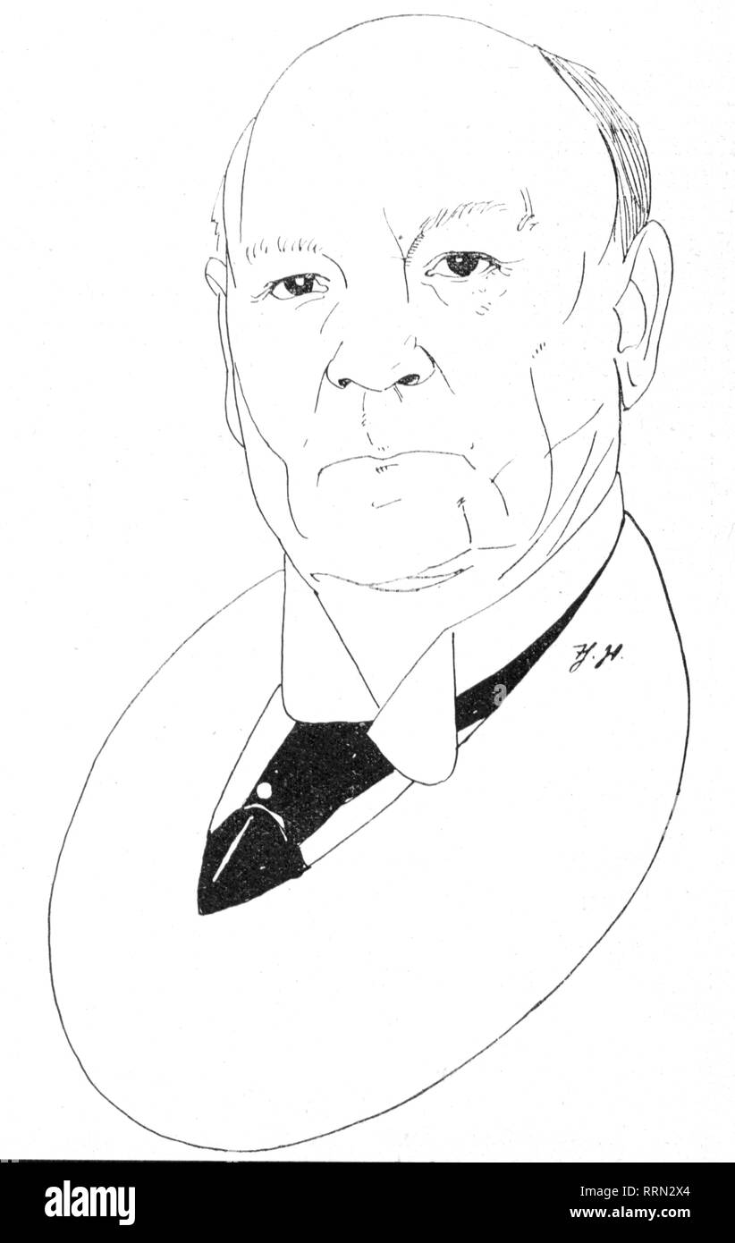 Solf, Wilhelm, 5.10.1862 - 6.2.1936, German politician and diplomat, permanent secretary in the Imperial Colonial Office 20.12.1911 - 13.12.1918, portrait, drawing by Theo Waidenschlager, 'Zeit im Bild', 30.7.1913, Additional-Rights-Clearance-Info-Not-Available Stock Photo