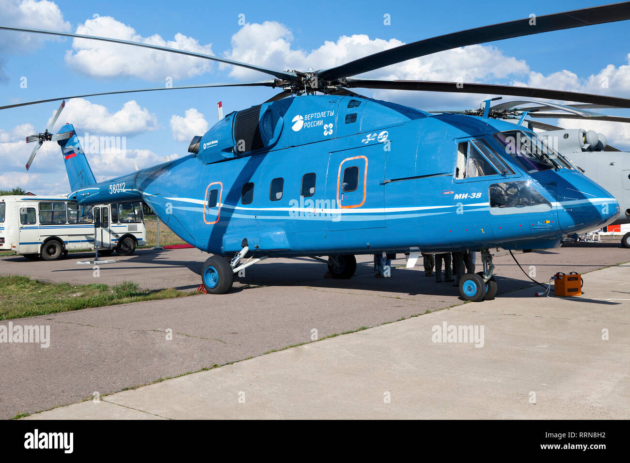 Multi-purpose transport helicopter Mi-38 at the exposition of The international aerospace salon MAKS-2011, Russia Stock Photo
