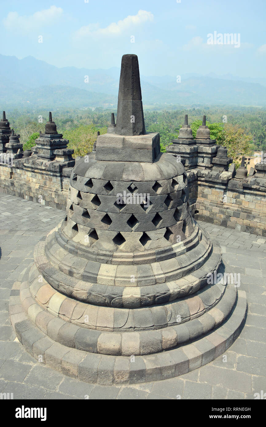 Mahayana Buddhist Temple (9th century), Borobudur, Central Java ...