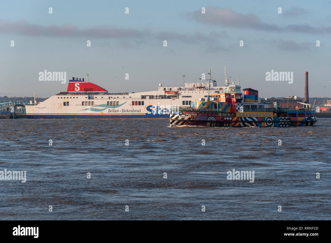 Mersey ferry Snowdrop. Dazzle ferry. Stock Photo
