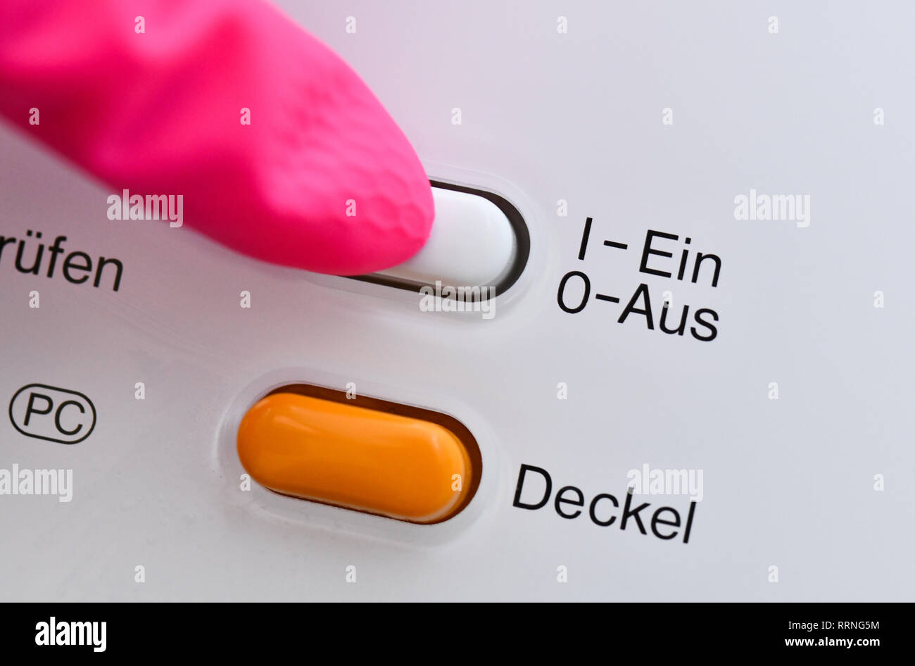 Washing machine, start button, Waschmaschine, Startknopf Stock Photo