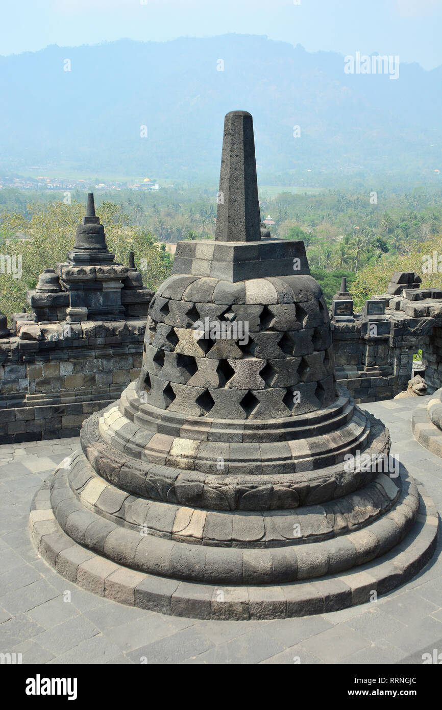 Mahayana Buddhist Temple (9th century), Borobudur, Central Java ...