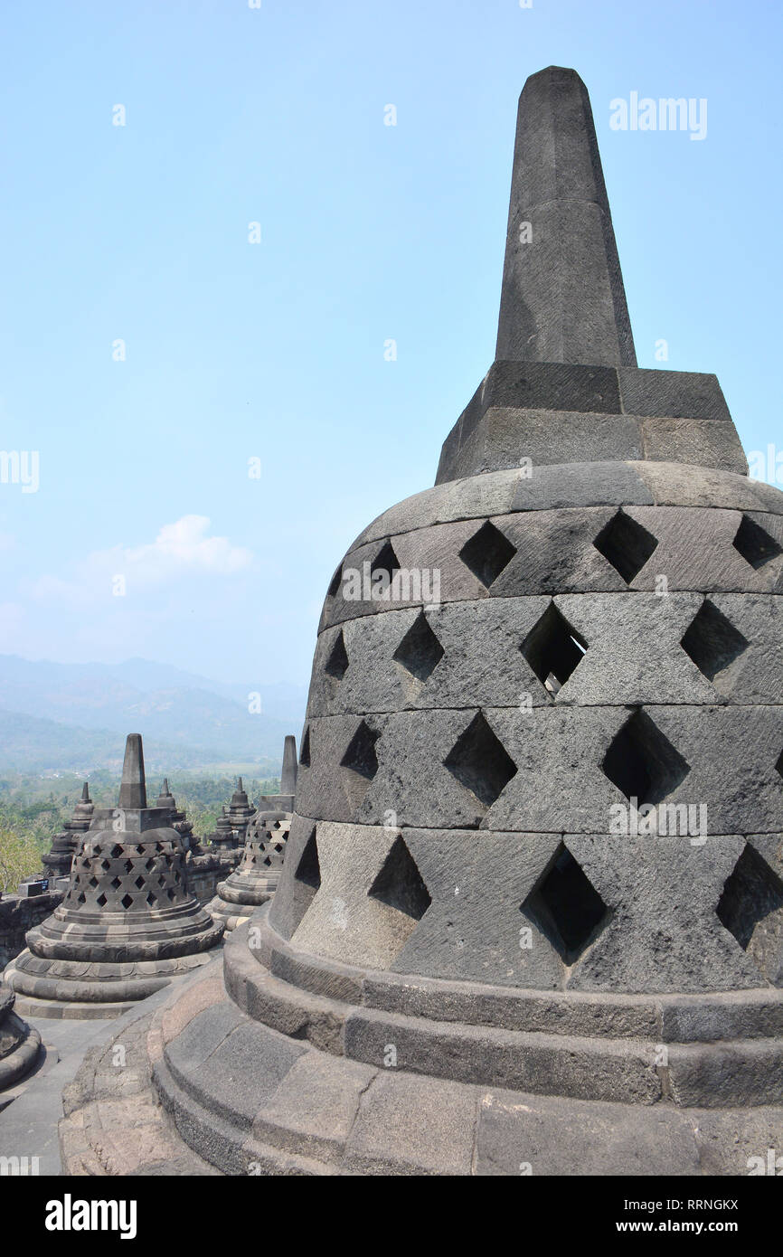 Mahayana Buddhist Temple (9th century), Borobudur, Central Java ...