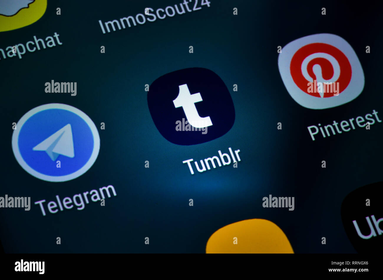 Smartphone, display, ext., Tumblr, Display, App Stock Photo Alamy