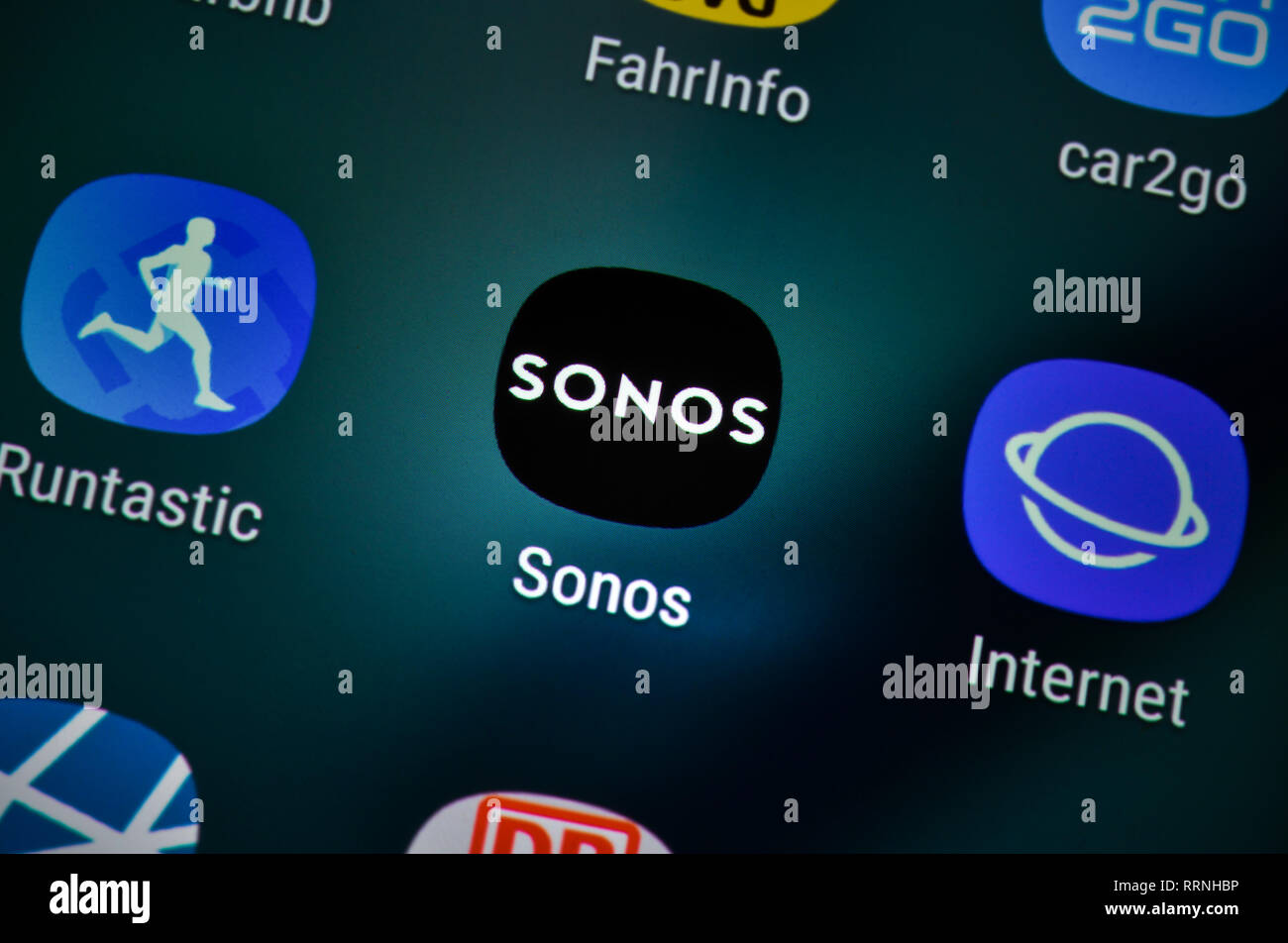 Smartphone, display, ext., Sonos, Display, App Stock Photo