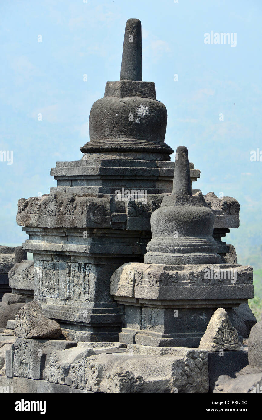 Mahayana Buddhist Temple (9th century), Borobudur, Central Java ...