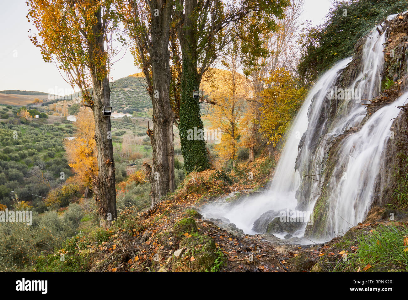 Waterfall in Cuevas de Becerro, Malaga. Spain Stock Photo