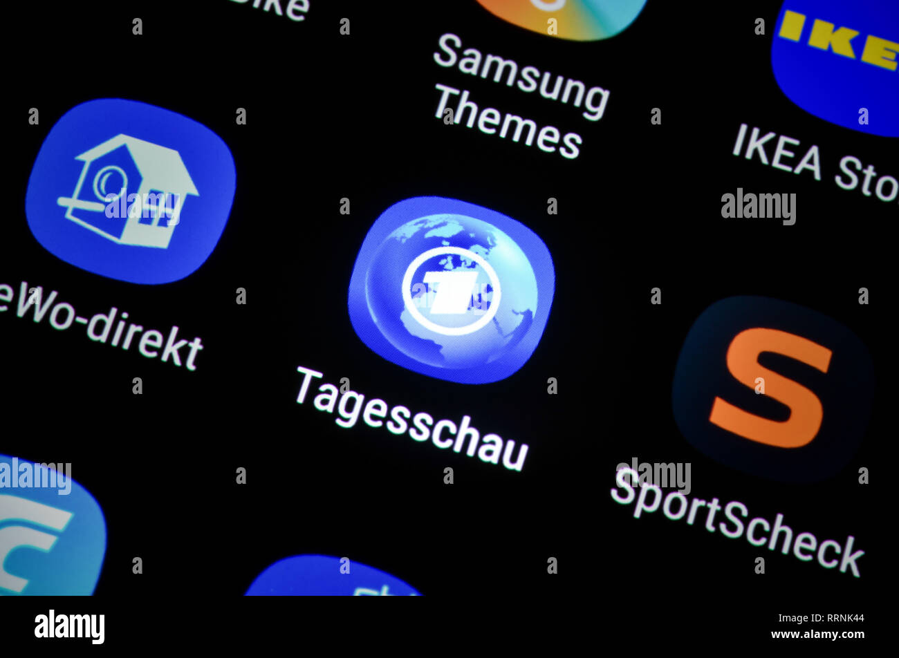 Smartphone, display, ext., day show, Display, App, Tagesschau Stock Photo