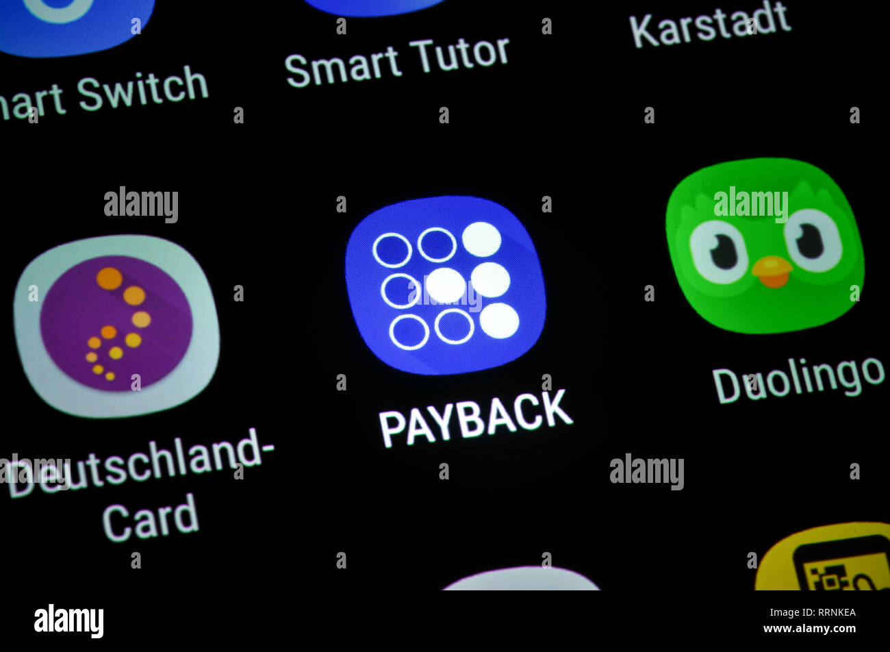 Smartphone, display, ext., Payback, Display, App Stock Photo