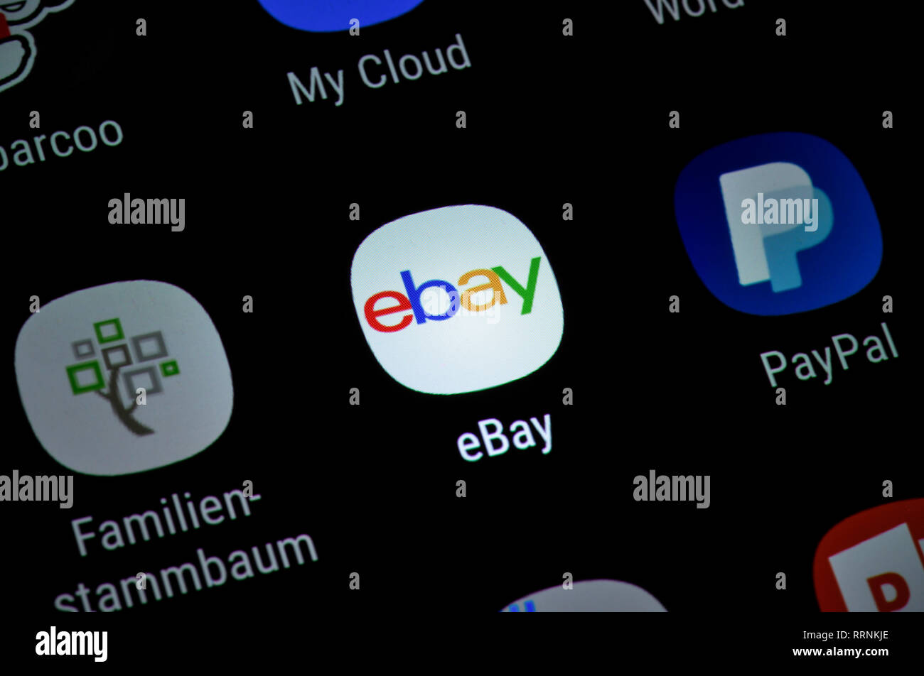 Smartphone, display, ext., Ebay, Display, App Stock Photo