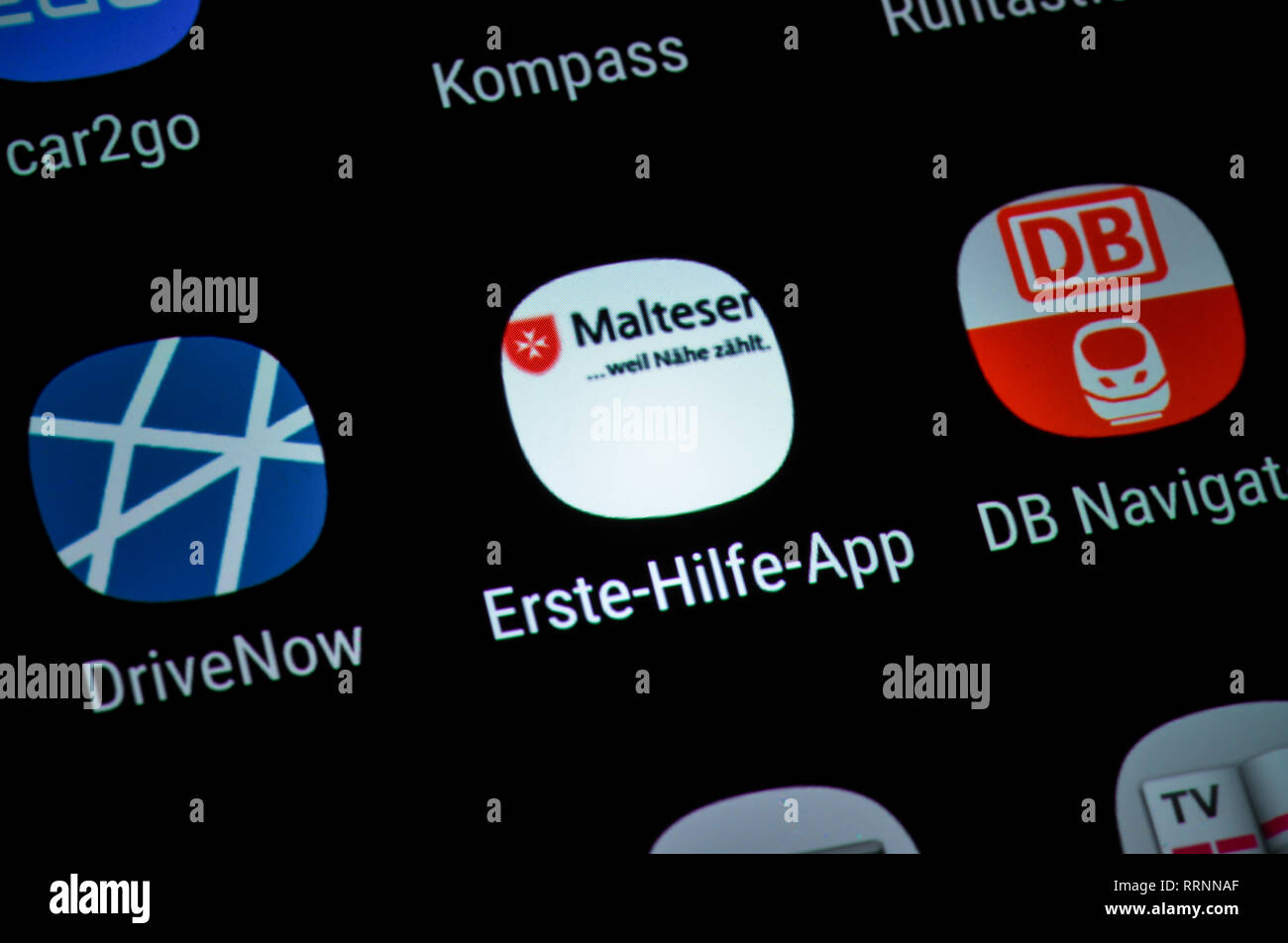 Smartphone, display, ext., Maltese, Display, App, Malteser Stock Photo