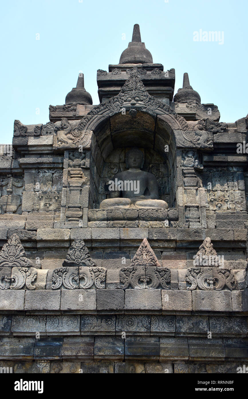 Mahayana Buddhist Temple (9th century), Borobudur, Central Java ...