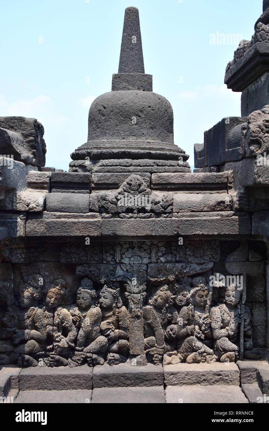 Mahayana Buddhist Temple (9th century), Borobudur, Central Java ...
