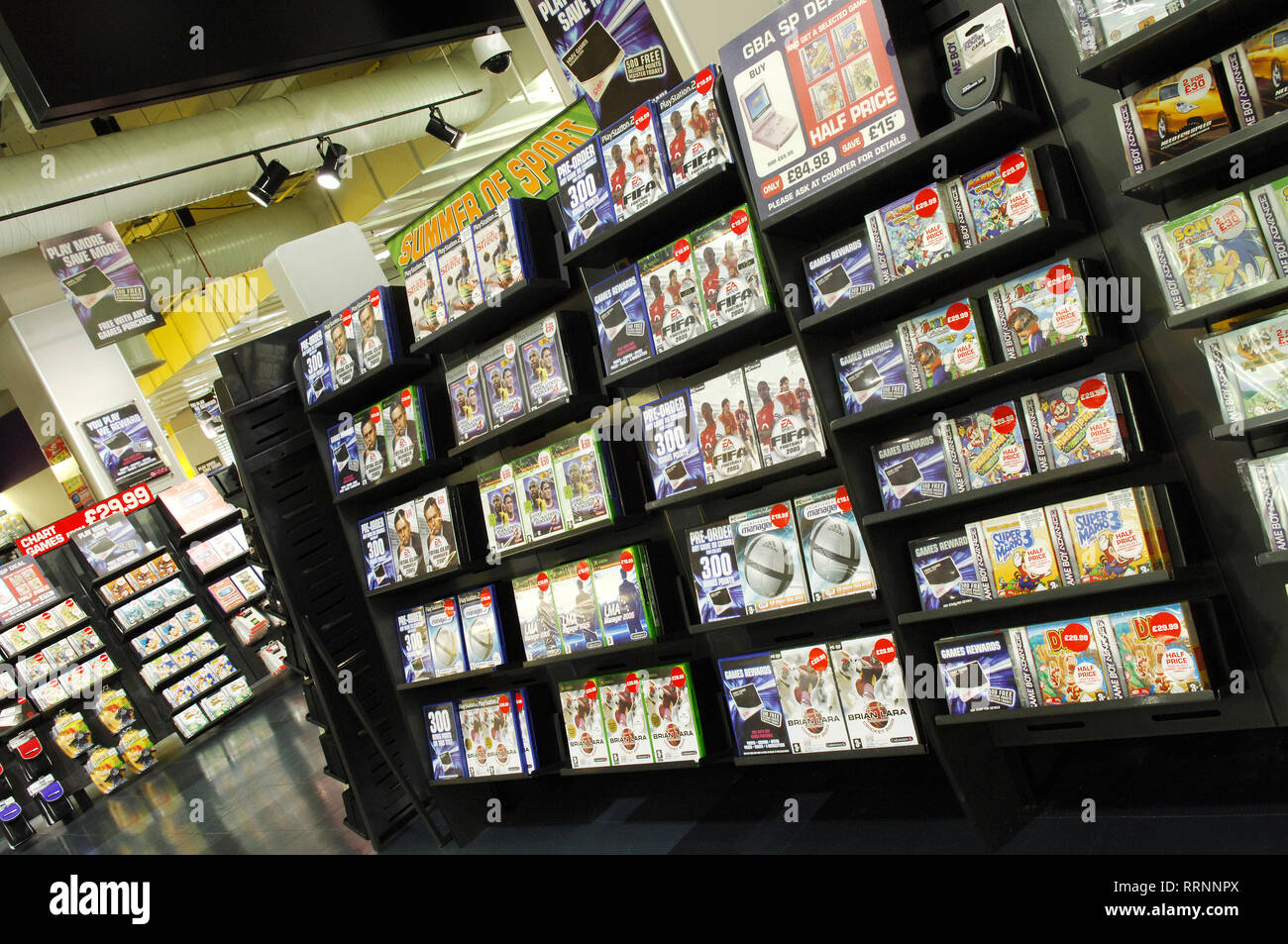 Various computer games for sale in HMV record store, London Stock Photo