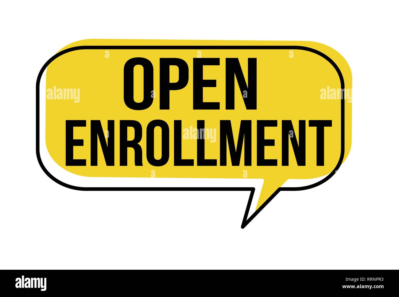 Open enrollment speech bubble on white background, vector illustration