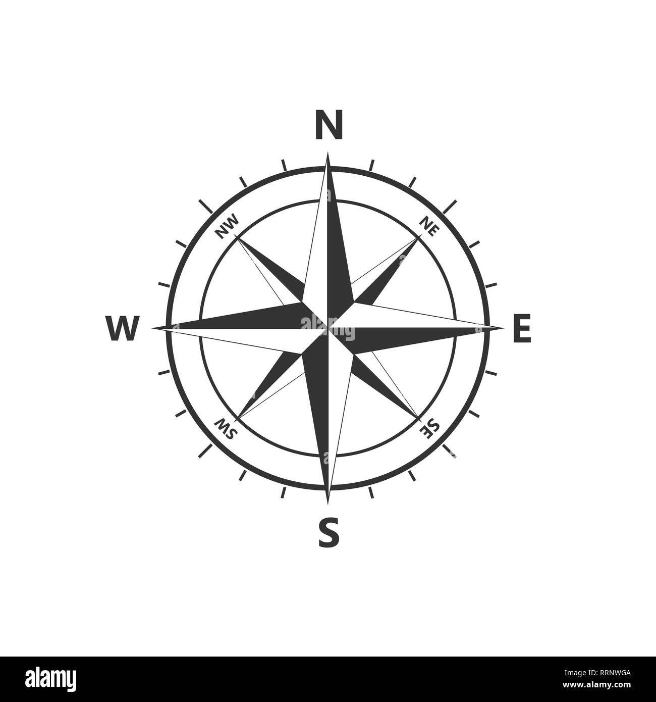 vector icon Compass rose, navigition icon. Vector illustration, flat design Stock Vector