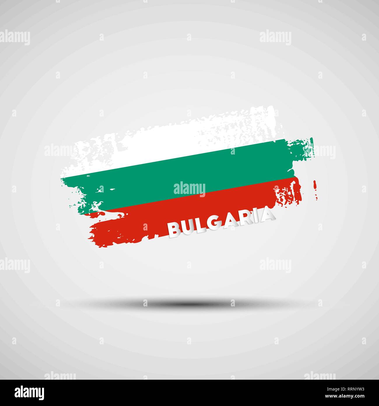 Flag of Bulgaria. Vector illustration of grunge brush stroke with Bulgarian national flag colors for your graphic and web design Stock Vector