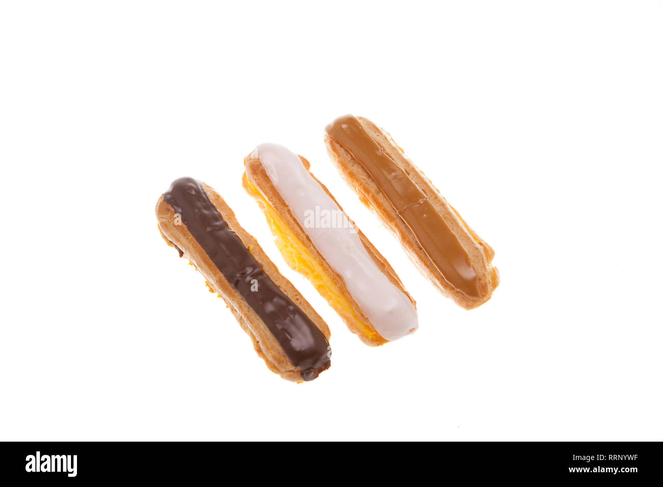 Delicious Chocolate Eclaire Isolated Over White Background Sweet Dessert Stock Photo Alamy