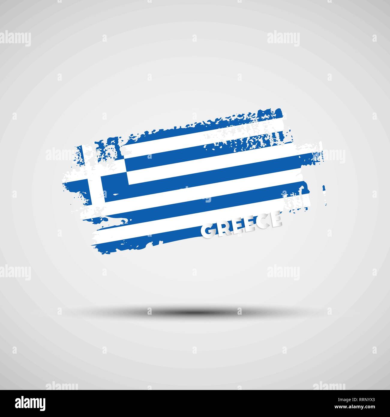 Flag of Greece. Vector illustration of grunge brush stroke with Greek national flag colors for your graphic and web design Stock Vector