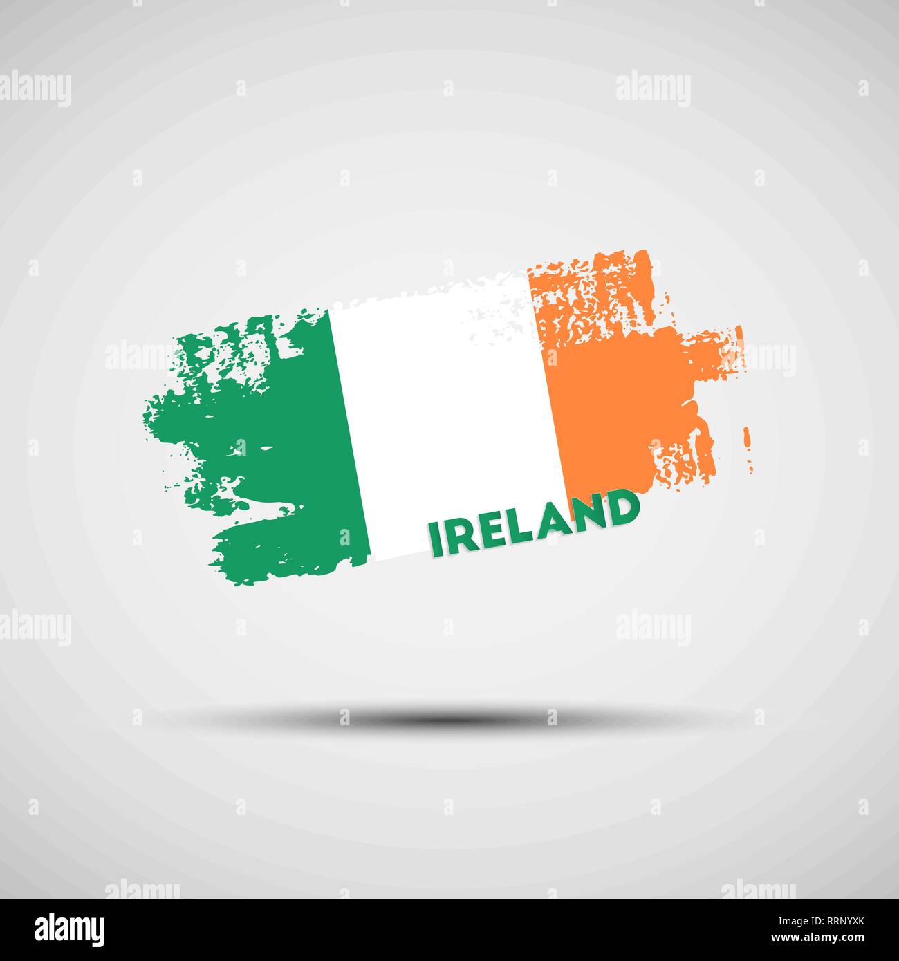 Flag of Ireland. Vector illustration of grunge brush stroke with Irish national flag colors for your graphic and web design Stock Vector