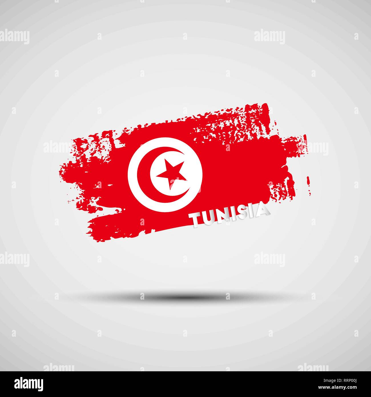 Flag of Tunisia. Vector illustration of grunge brush stroke with Tunisian national flag colors for your graphic and web design Stock Vector