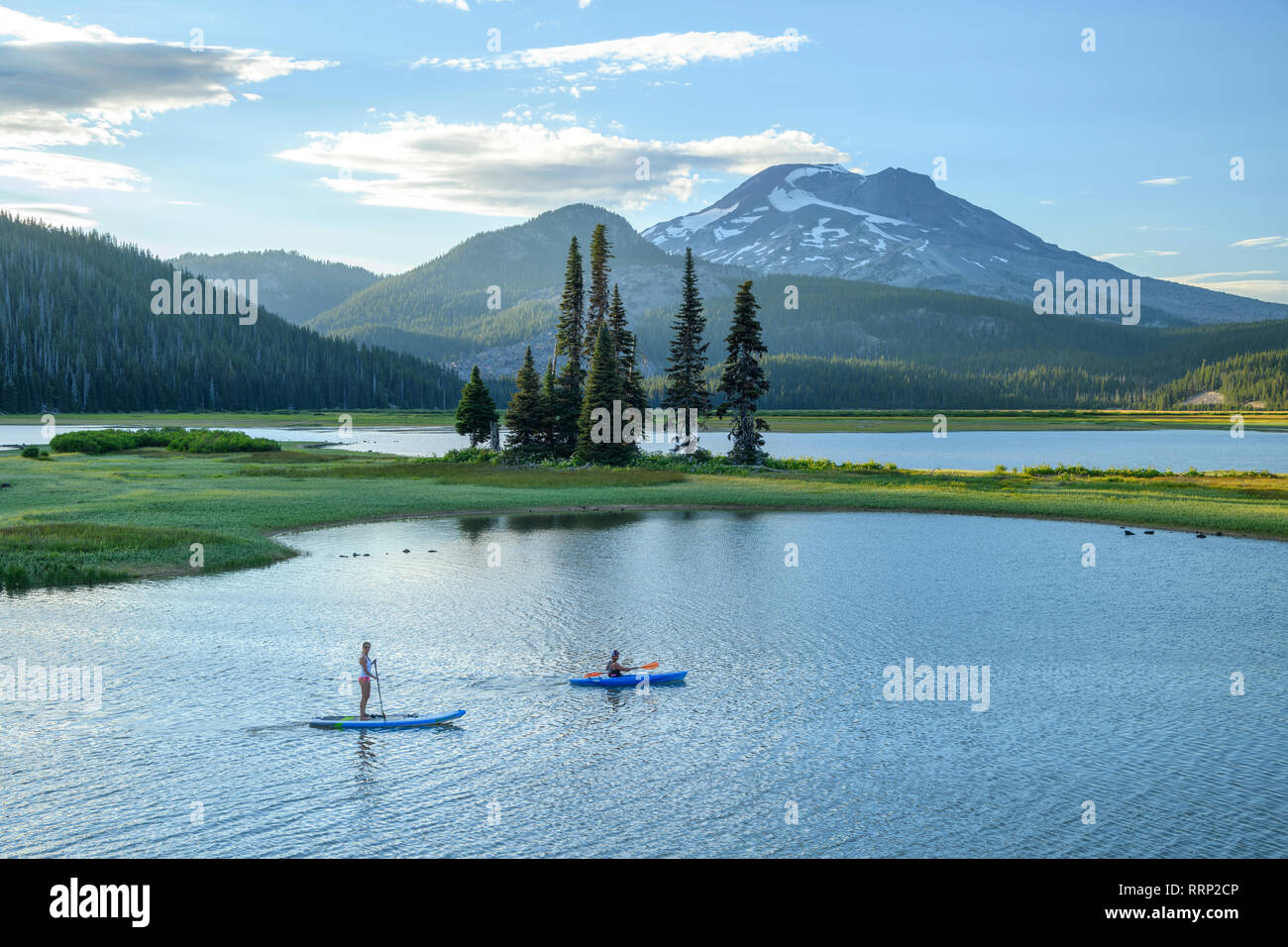 North America, America, USA, American, Pacific Northwest, Oregon, Deschutes National Forest, Broken Top, Sparks Lake, Stock Photo