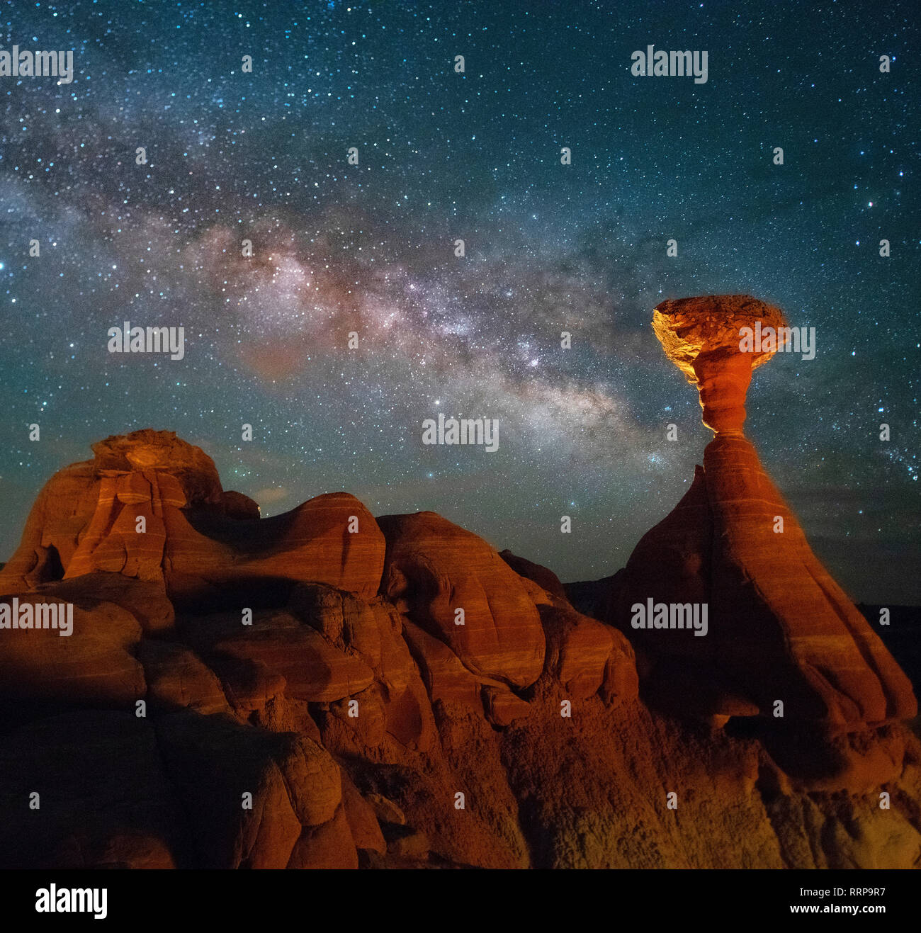 Images from Toadstool Hoodoos Trail in Grand Staircase - Escalante National Monument in Utah Stock Photo