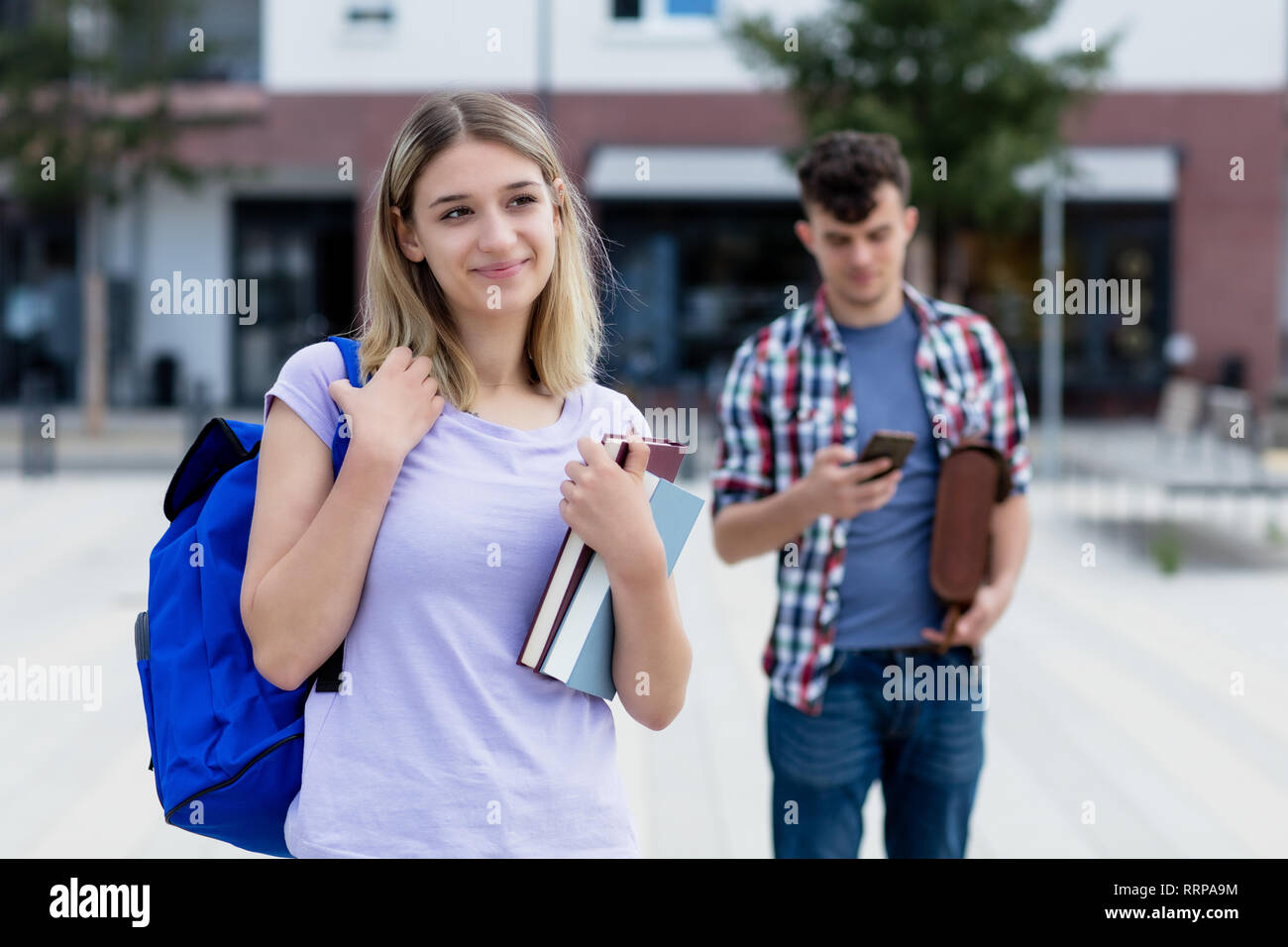 Female High School Student Walking Stock Photos & Female High School
