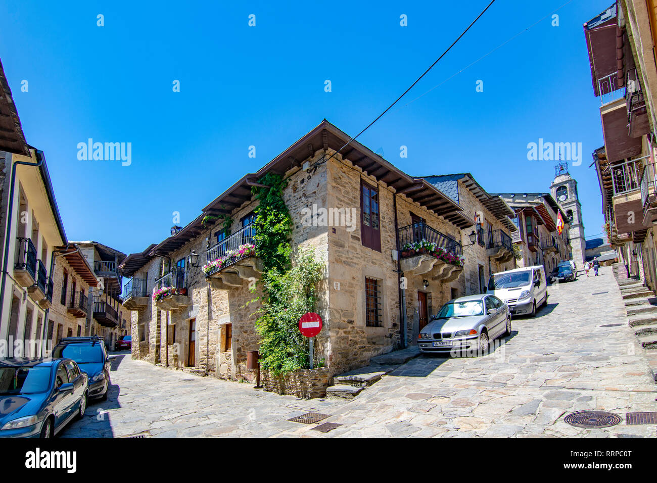 Puebla de Sanabria, Zamora, Spain, June 2017: view of a street and buildings of the medieval village of Puebla de Sanabria in the province of Zamora. Stock Photo