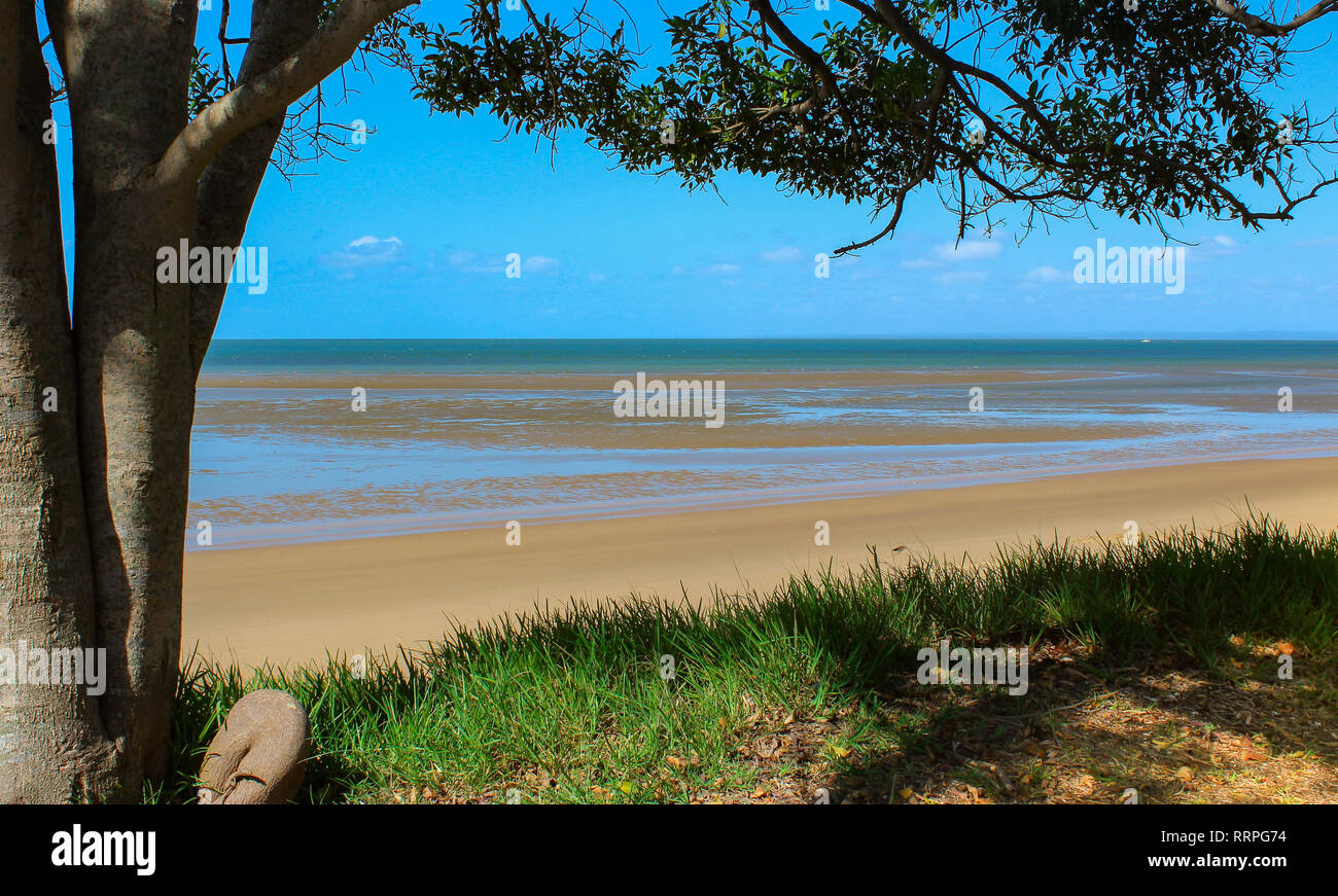 lonely paradise sand beach coastline in Australia, Fraser island Stock Photo
