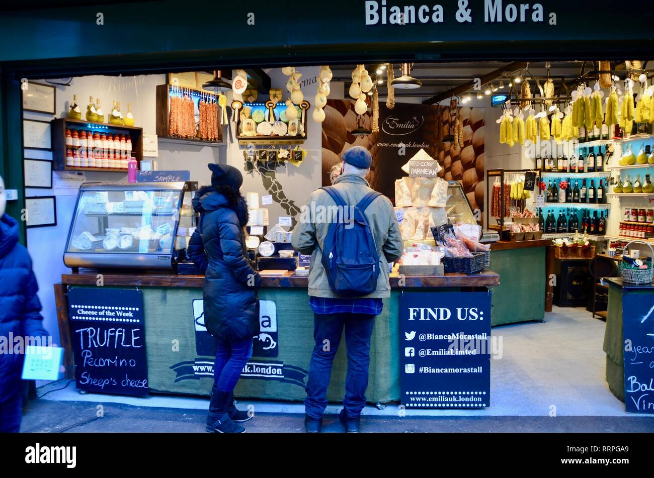 bianca and mora italian delicatessen shop borough market london UK Stock Photo