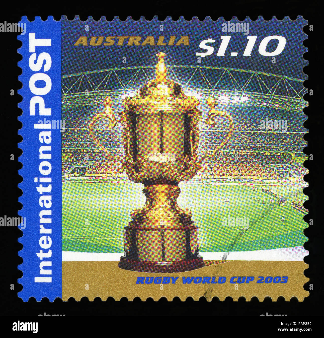 AUSTRALIA - CIRCA 2003: A Stamp printed in AUSTRALIA shows the Rugby World Cup 2003, series, circa 2003. Stock Photo