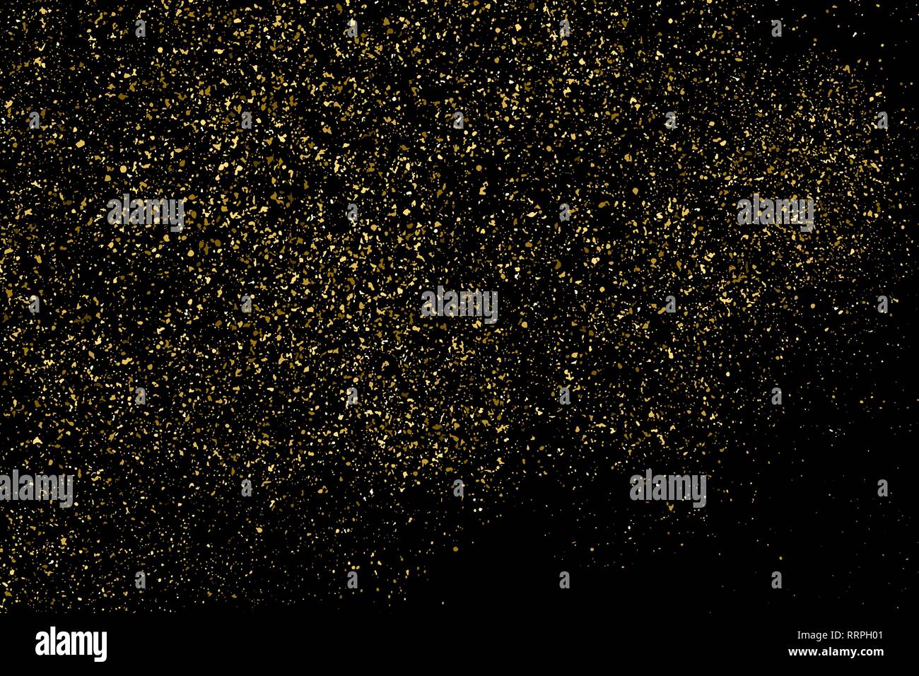 Gold Glitter Texture Isolated On Black. Amber Particles Color ...