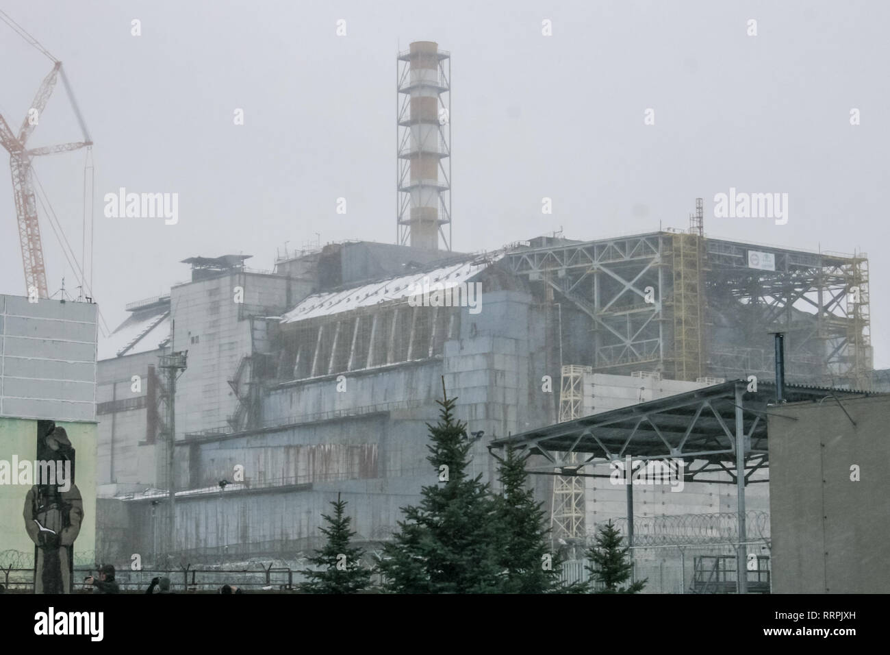 Chernobyl nuclear power plant and sarcophagus. Pripyat, the exclusion zone  of the Chernobyl disaster Stock Photo - Alamy