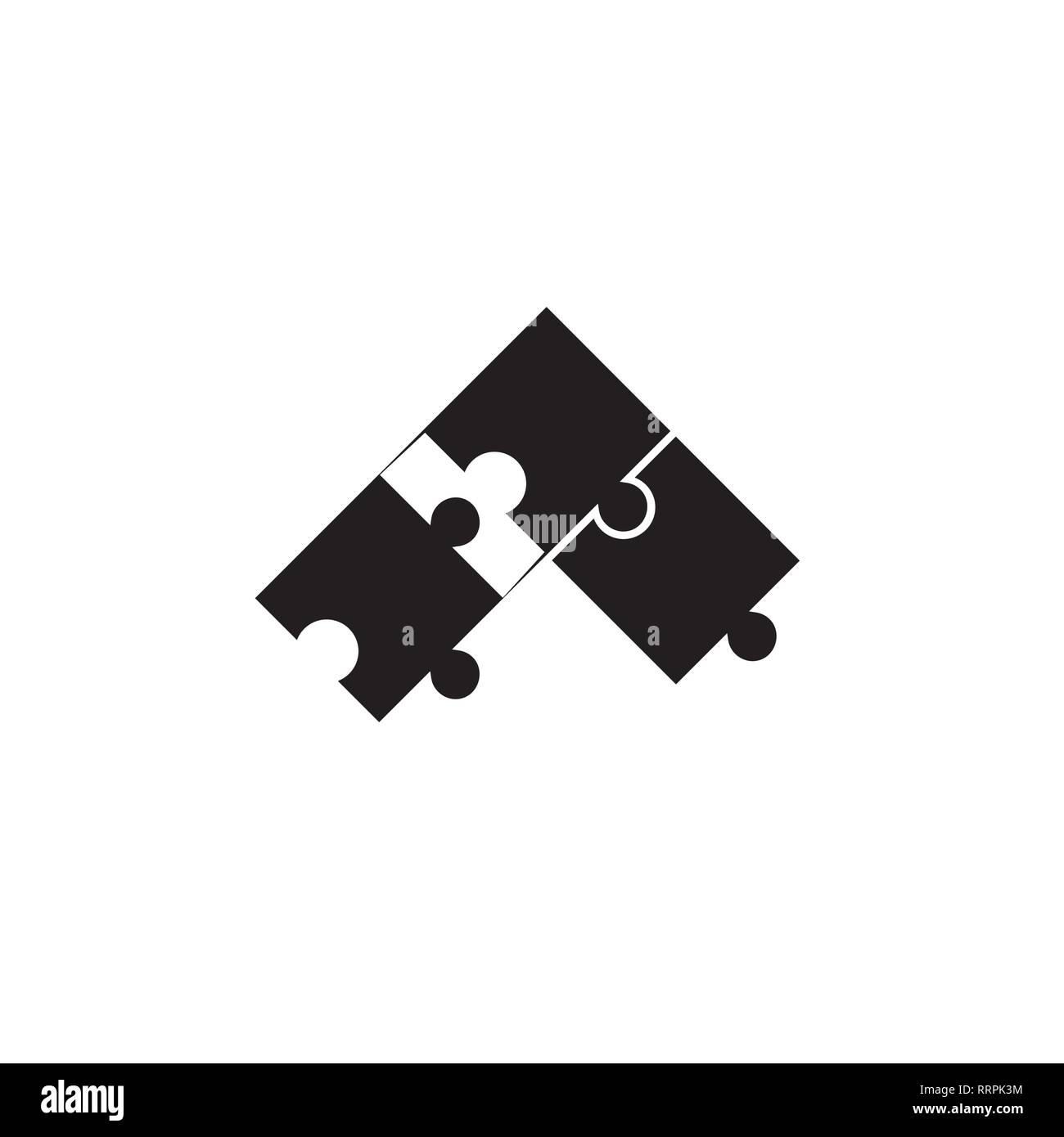 puzzle linked geometric design logo vector Stock Vector