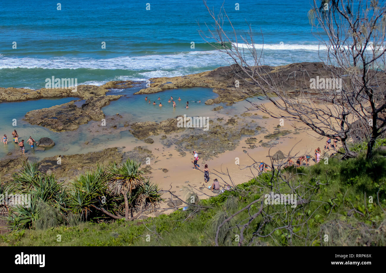 champagne pools bathing holes in fraser island australia Stock Photo