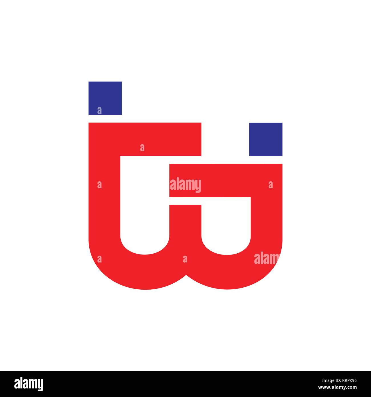 letters wj simple geometric line logo vector Stock Vector