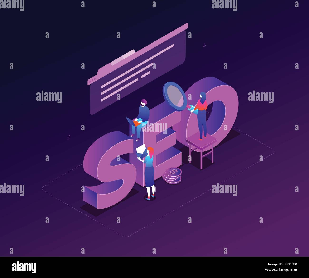 Seo optimization - modern colorful isometric vector illustration Stock Vector