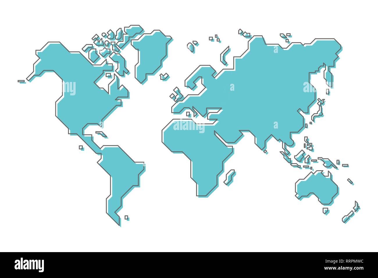 World map with simple modern cartoon line art design . Stock Vector