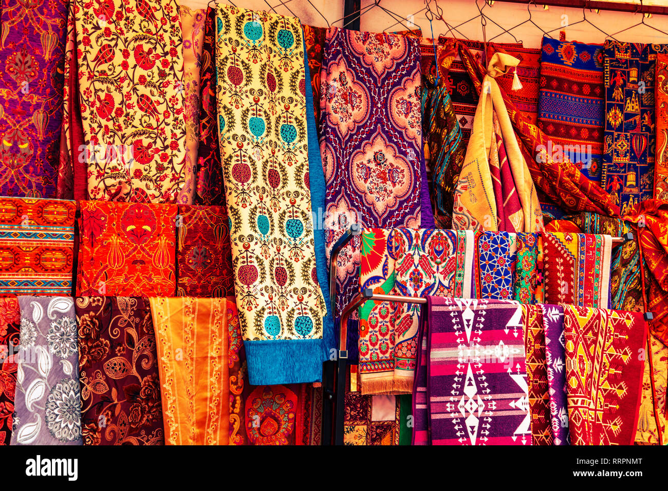 Traditional Turkish handmade carpets in the gift shop. Goreme
