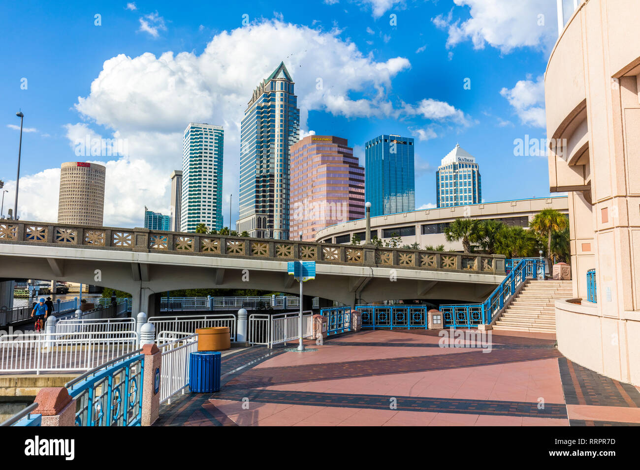 Tampa Riverwalk a pedestrian trail along the Hillsborough River in