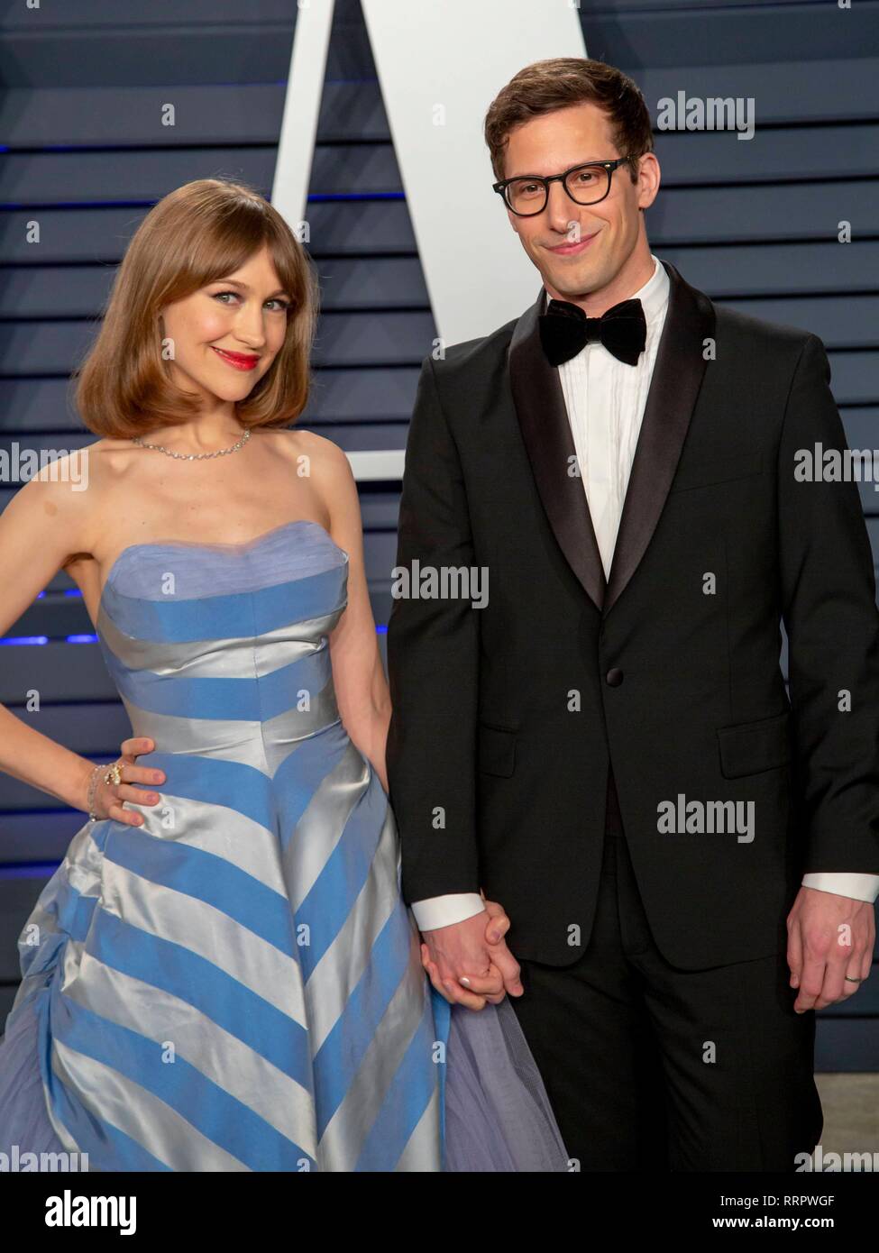 Joanna Newsom and Andy Samberg attend the Vanity Fair Oscar Party at Wallis Annenberg Center for