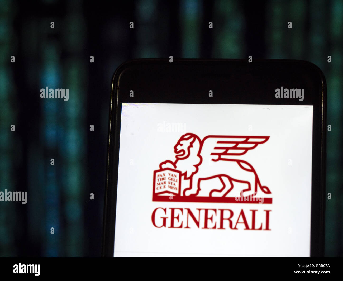 Ukraine. 22nd Nov, 2018. Assicurazioni Generali Insurance company logo ...