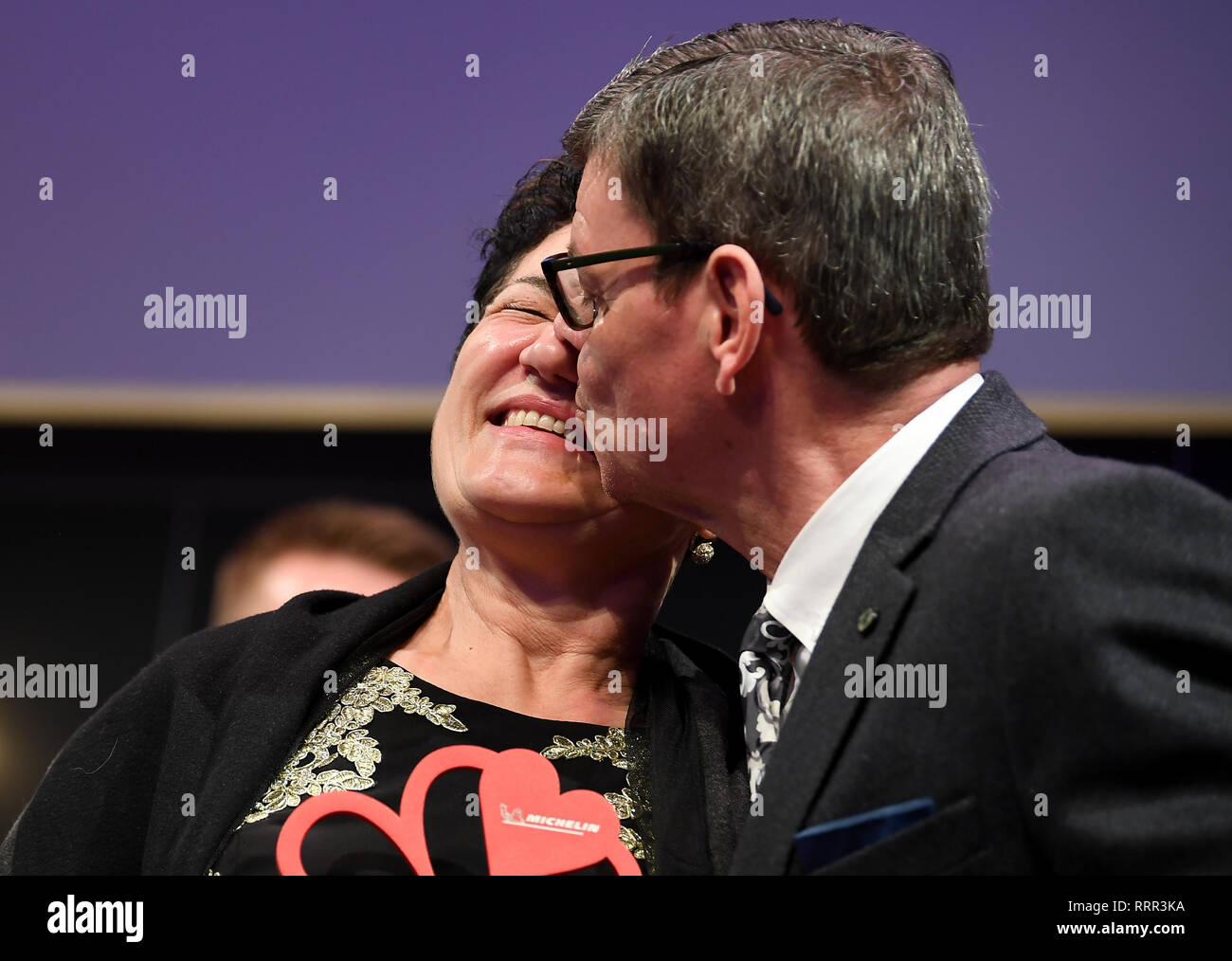 Berlin, Germany. 26th Feb, 2019. Harald Wohlfahrt and his wife Slavka are delighted to receive the 'Chef Mentor Award' at the Michelin Star Awards 2019. Credit: Britta Pedersen/dpa-Zentralbild/dpa/Alamy Live News Stock Photo